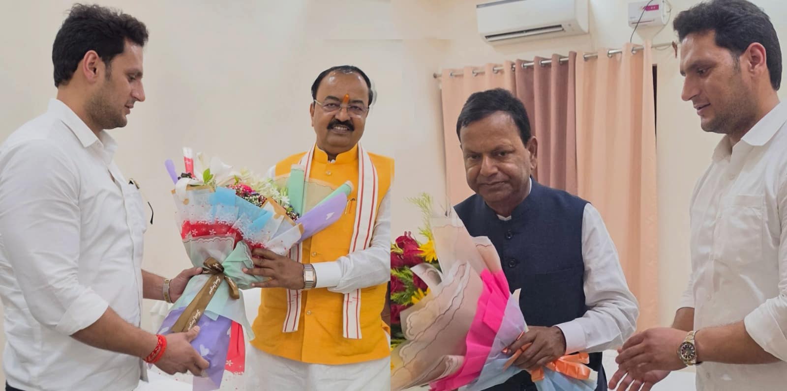 भाजपा नेता मुकेश सिंह राजपूत उपमुख्यमंत्रियों के साथ वाराणसी सर्किट हाउस में