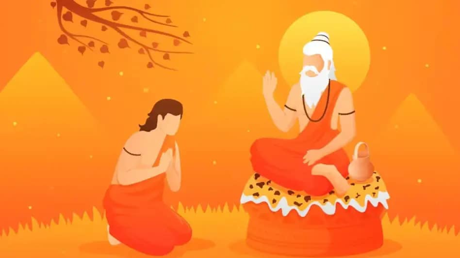 वेद व्यास और सत्यवती की पौराणिक कथा दर्शाती छवि